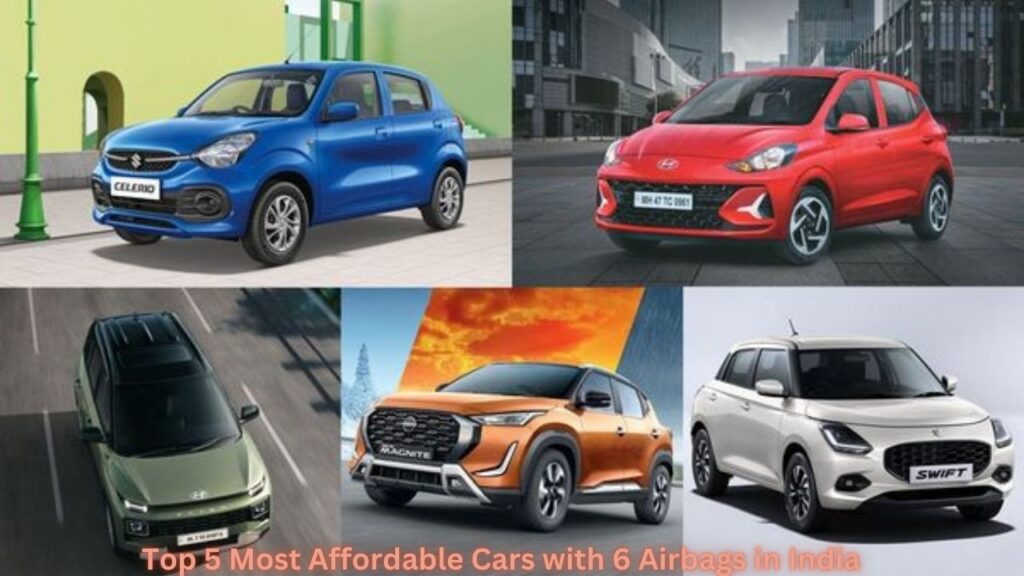 Top 5 most affordable cars with 6 airbags, Budget cars with six airbags in India, Safe hatchbacks under 10 lakh, Best SUVs with six airbags India, Maruti Swift vs Hyundai Nios safety comparison, Affordable cars with safety features India 2025.