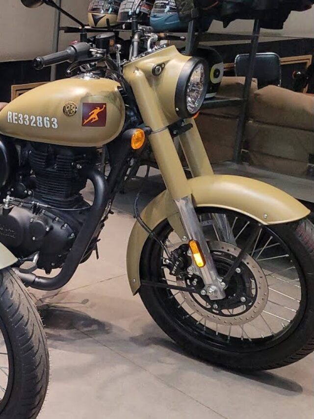 The 2024 Royal Enfield Classic 350 comes in seven striking color options: Jodhpur Blue, Madras Red, Emerald, Commando Sand, Medallion Bronze, Sand Grey, and Stealth Black, each offering a distinct personality.